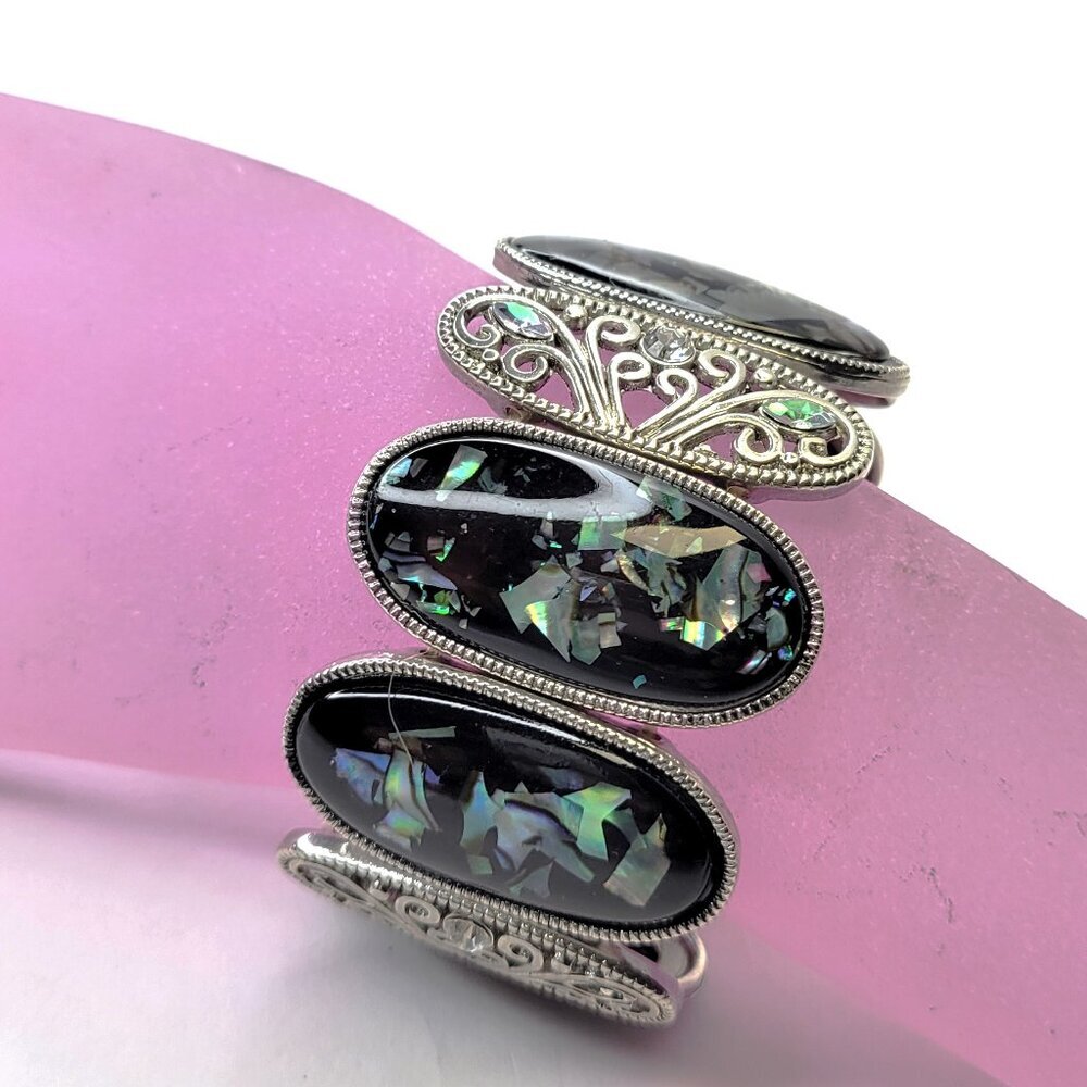 Abalone hued Iridiscent Stretch Fashion Bracelet Casual Wrap Bracelet
